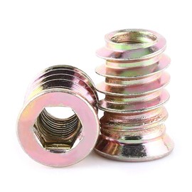 20Pcs Threaded Insert Nuts, Zinc Plated Carbon Steel Hex Socket Furniture Nuts M6/M8/M10 Insert Nut Tool Kit for Wood Furniture(M6*17mm)