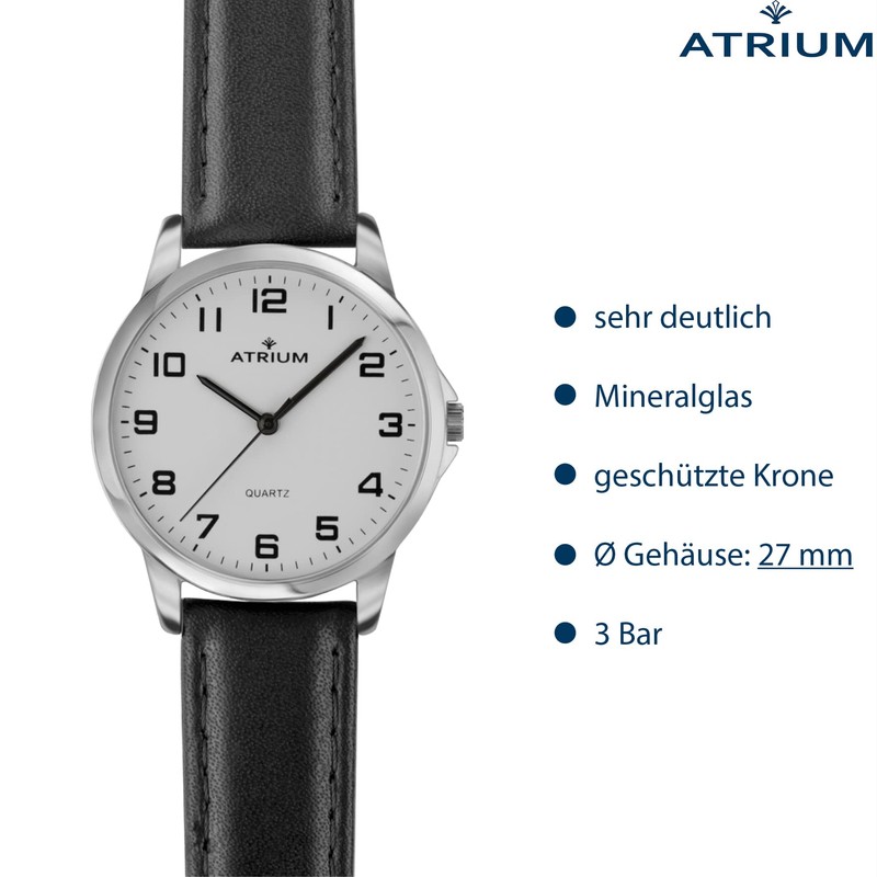 Atrium Ladies Ultra Clear Silver Quartz Watch 3 Bar Leather