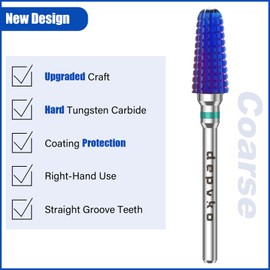 Depvko Tornado Nail Drill Bits, 3/32'' Carbide Drill Bits for Nails, Professional Advanced Safety Efile Bits for Acrylic Nail, Fast Remove for Manicure Pedicure Cuticle Gel Polishing(Coarse, Purple)