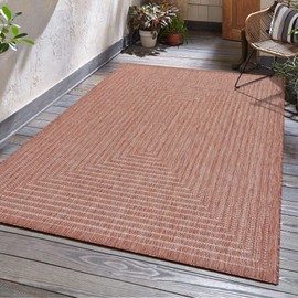 Adiva Rugs Outdoor Indoor Area Rug, Weather Resistant, Easy to Clean, Stain Resistant Floor Mat for Dining Room, Backyard, Deck, Patio (Copper Weiss, 6' x 9')