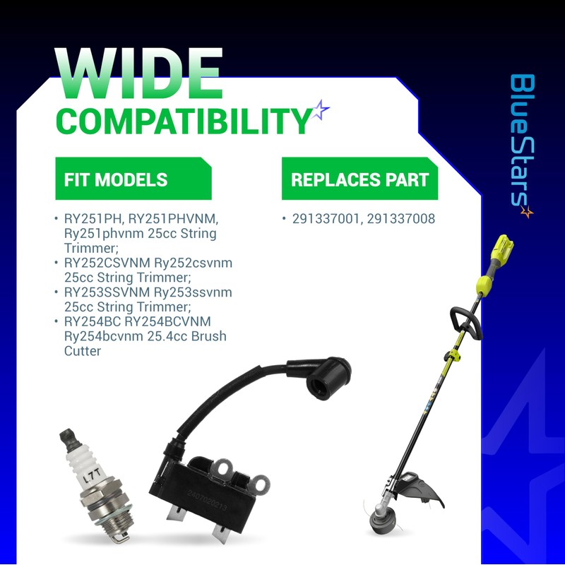 BlueStars 291337001 Ignition Coil with Spark Plug - Compatible with