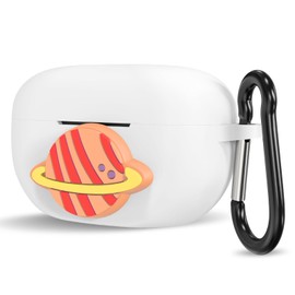 Geekria - Funda de silicona compatible con Sony WF-1000XM5 True Wireless Earbuds, funda protectora para auriculares con gancho para llavero, puerto de carga accesible (blanco)