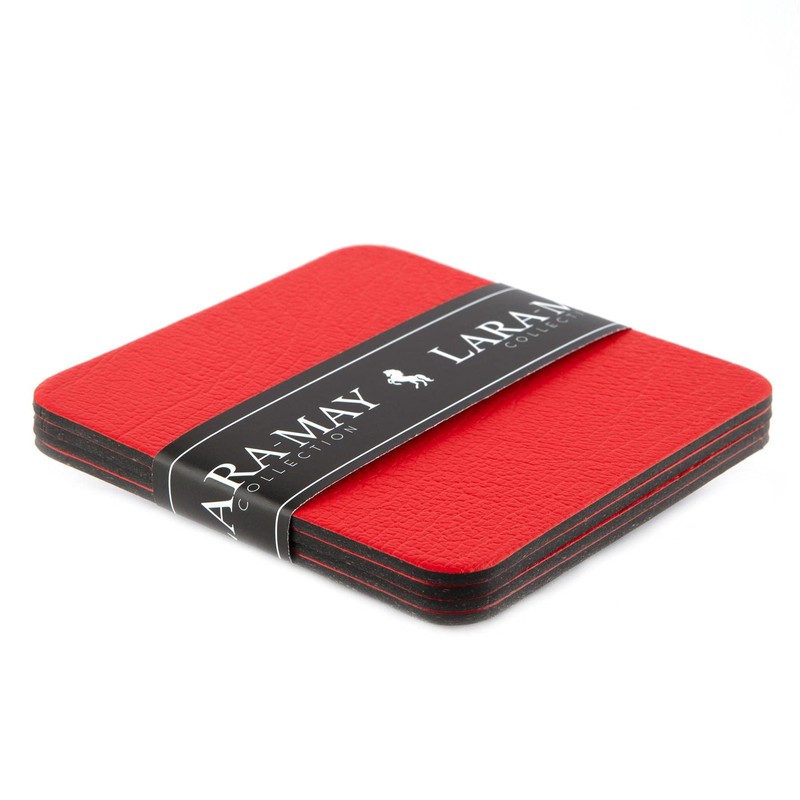 Coaster Set of 4 London Red Coasters (10cm x 10cm).