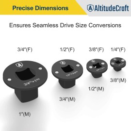 AltitudeCraft 2025 Low Profile Impact Socket Adapter Set 4PC Drive Ratchet Adapters for Tight