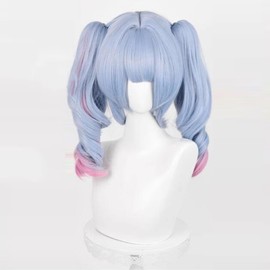 LAOBAO Cosplay Wig, Twin Tails, Purple, Pink, Mesh, Rabbit Hole Wig, Wig, Long Curl, Heat Resistant, For Disguises, Costume Accessories, Parties, Festivals, Halloween, Costume Cosplay Wig (Rabbit