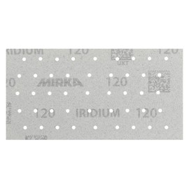 Mirka Iridium Premium Sandpaper 93 x 180 mm Velcro 45-Hole Grain 120 Pack of 50 / for Sanding Paint, Spatula, Primer, Wood, Steel, Mineral Materials, Plastic