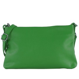 modamoda de - T258 - Women's Italian Leather Shoulder Bag, Leaf Green