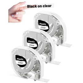 EazeID Label Tape Replacement for Dymo Letratag Refills 16925, Compatible with Dymo Label Maker Refills 1/2 x 13 for Dymo Letra Tag LT100H 200B Phomemo P12 P12 Pro Label Maker, Clear Plastic 3Pk