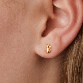 PAVOI 14K Yellow Gold Plated 925 Sterling Silver Post Cat Earrings | Womens Kitten Earrings | Gold Plated Womens Earrings