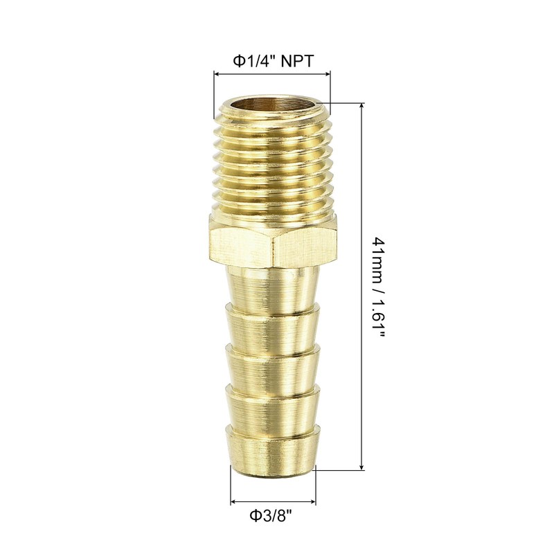 sourcing map Brass Hose Barb Fittings 2pcs 3/8" Barbx1/4 NPT