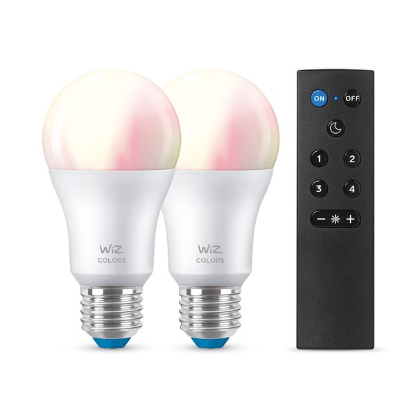 WiZ Dimmable White [E27 Edison Screw] Smart Connected WiFi Lightbulb with WizMote Wireless Remote. 60W Warm White, App Control for Indoor Home Lighting, Livingroom and Bedroom.