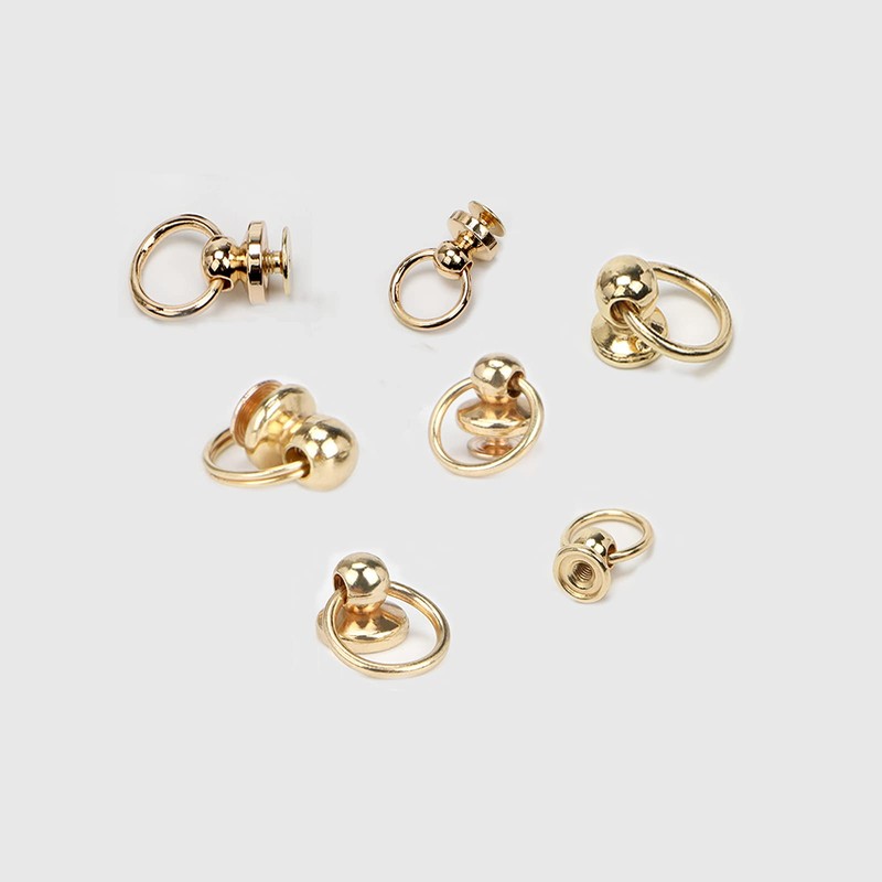 Cohentbliss Brass Studs Screw Ring Rivets with Ring Gold Brass