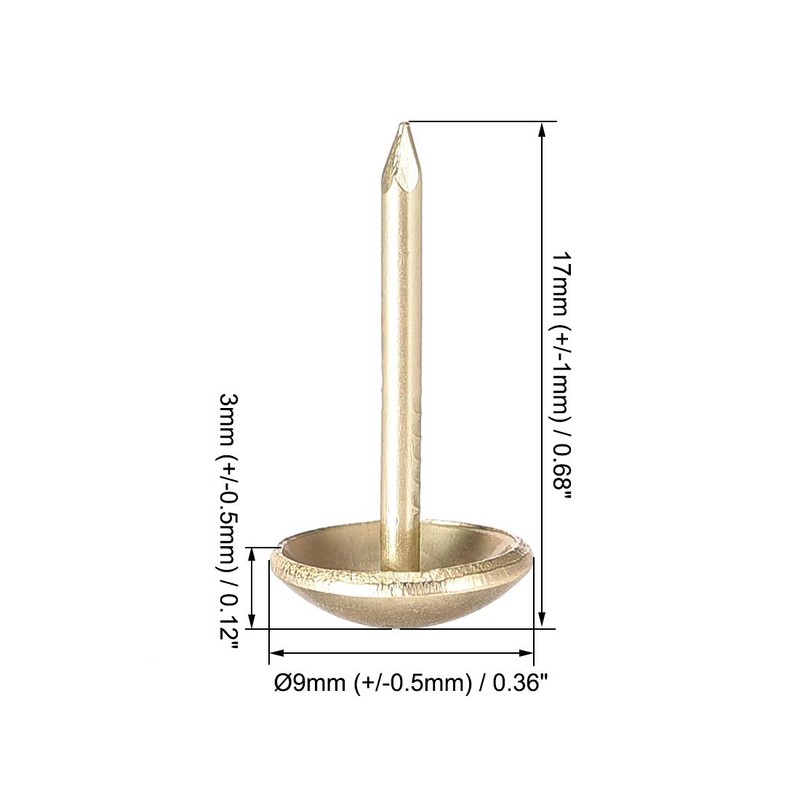 sourcing map Upholstery Nails Tacks 9mm Dia 17mm Height Round