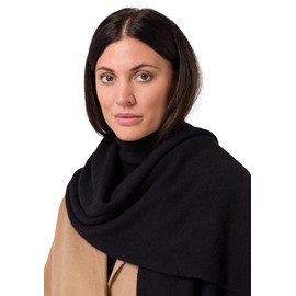 Style Republic Women’s Knitted Scarf, 100% Pure Cashmere, Ultra Warm Winter Accessory, Beautiful European Design (Black)