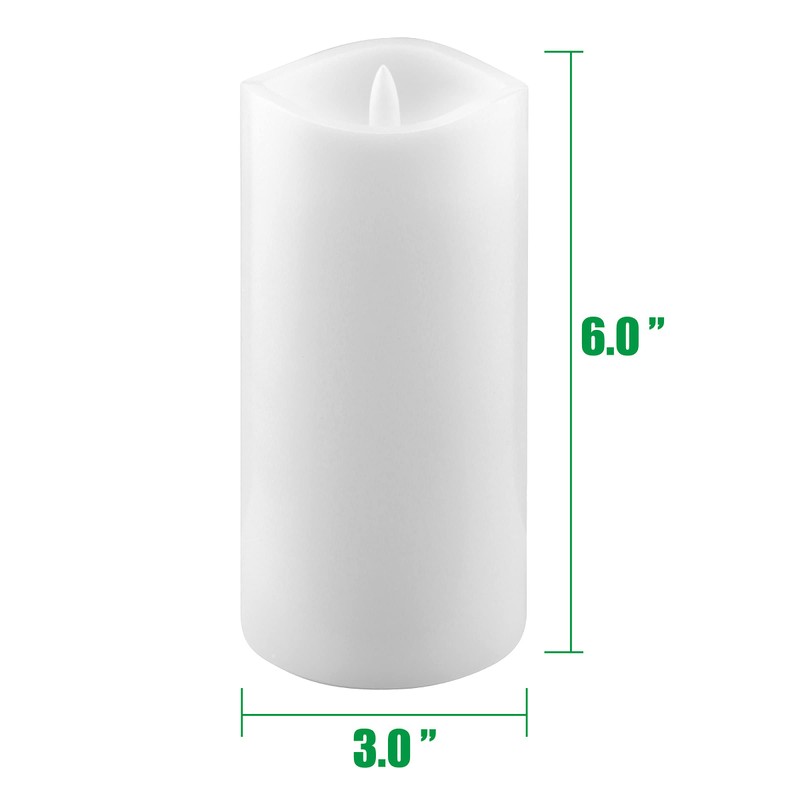 Stonebriar 6 Count White Real Wax 3x6 Flameless LED Pillar