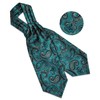 DiBanGu Teal Paisley Cravat for Men Jacquard Woven Ascot Tie