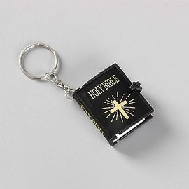 Black Bible Keychain, Sacred Pendant Accessories English Mini Religious Cross Car Key Chain Cross Key Ring Bag Pendant,Clothing, Shoes and Jewelry Automobile Keychains