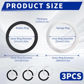 6 PCS Sink O Ring Seal Washer, Sink Plug Rubber Seal and Sponge Seal Drainer Rubber O Rings Sealing Gaskets Replacement Accessories for Kitchen Plug Bathroom Sink Waste Washers-Black & White