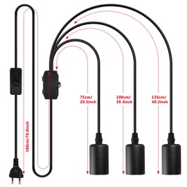 3 Heads Pendant Light E27 Lamp Holder, Pendant Lamp with Plug, Hanging Light, Pendant Light Kit with Switch with Plug for Living Room, Bedside Table, Dining Room, Modern Ceiling Lamp, Pendant Lamp,