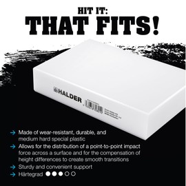 Halder Mallet Block, Medium-Hard Special Plastic, Distributes Impact Force Evenly, Protects Stones and Slabs, 7.9 in. x 5.5 in. x 1.6 in.