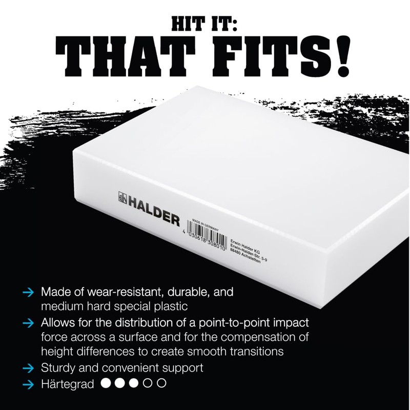 Halder Mallet Block, Medium-Hard Special Plastic, Distributes Impact Force Evenly,