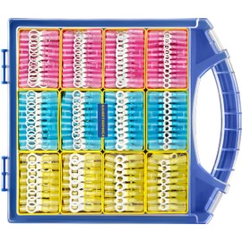 haisstronica Ring Terminals,780PCS Marine Grade Heat Shrink Ring Connectors-Wire Connectors Tinned Red Copper #10,1/4",5/16",3/8"(3Colors/4Sizes),22-10 Gauge Insulated Ring Crimp Terminals