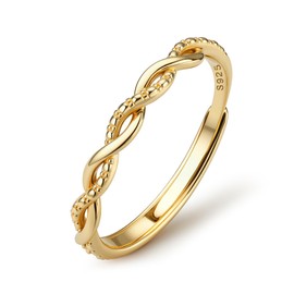 JeweBella Ring Silver 925 Women's Adjustable Rings Women Stacking Thumb Ring Engagement Ring Engagement Ring Finger Ring Band Ring Women's Jewellery Gold/Silver/Rose Gold