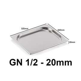 Gastro-Bedarf-Gutheil Gastronorm Container GN Container 1/2 20 mm Deep Stackable Stainless Steel Suitable for Chafing Dish, Bain Marie, Saladette