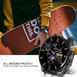 Compatible for TOZO S5 Smart Watch Case, Lamshaw Soft Slim TPU All Around Protective Shell Anti-Scratch Bumper Cover Case Compatible for TOZO S5 Smartwatch-1.43’’ (Black+Black)