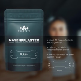 OH3 Nasenpflaster 30 Stück - Schwarz 66x19mm - Gegen Schnarchen & für freies Durchatmen beim Sport - Latexfrei, hypoallergen & atmungsaktiv