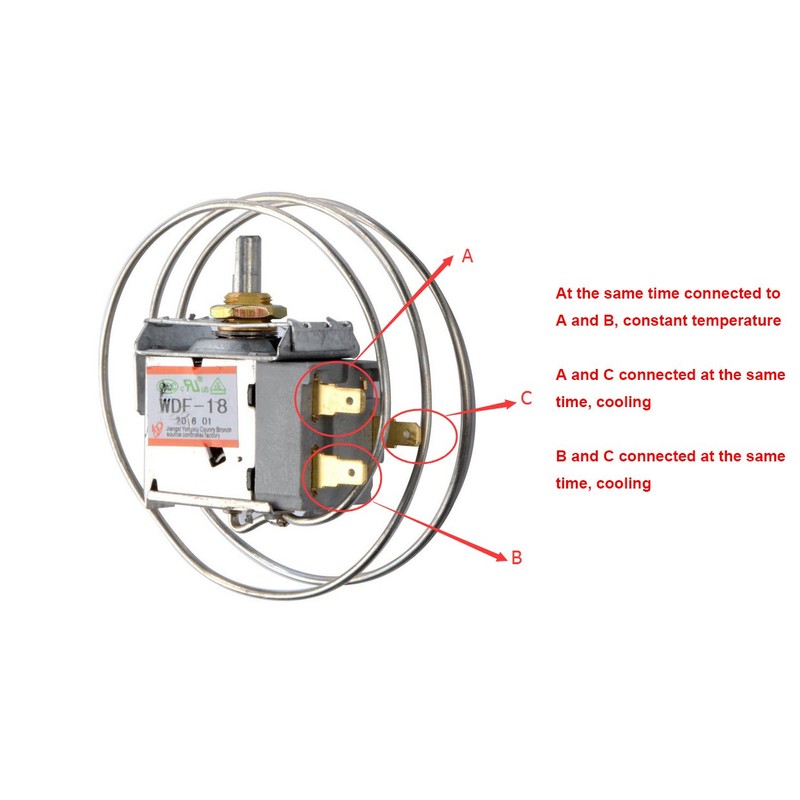 AC 220V 6A 3 Pin Freezer Refrigerator Thermostat WDF-18