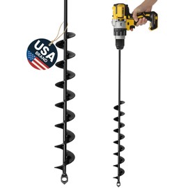 K-Brands Auger Drill Bit for Planting – 2 x 32 Inch -No Squat Garden Spiral Hole and Bulb Planter Tool for Umbrella Holes - Compatible with 3/8 Inch Hex Drive