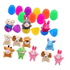 Milageto 12x Easter Eggs Filled with Plush Toy Kids Easter Egg Filler Easter Basket Fillers for Kids Carnival Prizes Boys and Girls