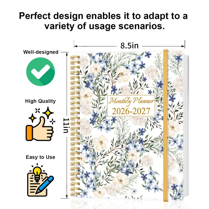 Monthly Planner 2026-2027 - Monthly Calendar from August 2026 to