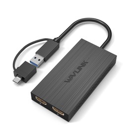 WAVLINK USB 3.0 to Dual HDMI UHD Universal Video Adapter - Supports 6 Monitor Displays, 4K and 1080p External Video Display - Compatible with M1/M2 Mac, Windows, ChromeOS, Android 7.1+