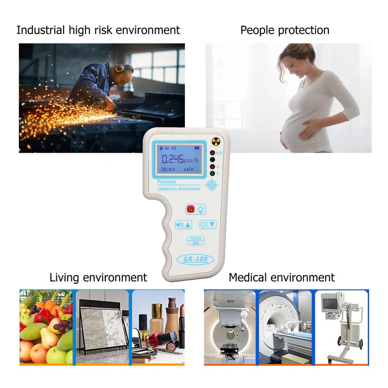 Nuclear Radiation Detector Monitor High Accuracy Sound Light Alarm Portable