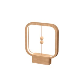 Allocacoc Heng Balance Lamp Portable; Square Real Wood, USB-C Rechargeable, Magnetic Gravity Interactive Switch Night Light Table LED Lamp, Bedroom Playroom Livingroom Entryway Home Decor, Gift