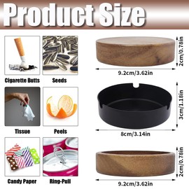 Mainiusi Ashtray for Outdoor Use, 90 mm, Walnut Ashtray with Lid, Ashtray for Car, Gifts for Men, Dad, Grandpa, Gift for Birthday, Christmas, Valentine's Day (Black)