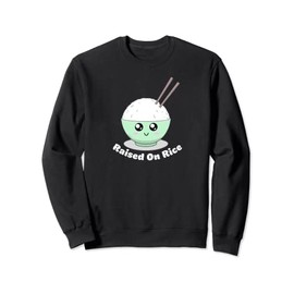 Cute Raised on Rice Bowl Chopstick Asian Food Culture Pocket Sweatshirt