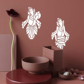 CrafTreat Reusable Indian Ganesh Stencils for Painting on Wood, Wall, Tile, Canvas, Paper, Fabric and Floor - Musical Ganesha 2-6x6 Inch - DIY Art and Craft Stencils - Ganesha Stencil
