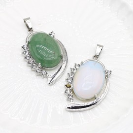 5PCS Natural Opal Rose Quartz Stone Pendant Agate Tiger Eye Stone Healing Crystal Charms for Jewelry Making DIY Necklace Earrings