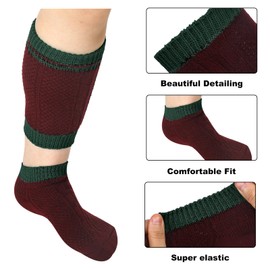 4 Pairs Lederhosen Socks German Oktoberfest Socks for Men Loferl Traditional Bavarian Lederhosen Socks Long Embroidered Cotton Loferl Costume Calf Warmer for Men