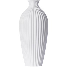 3D Vase Saskia Decorative Vase L 30 cm Floor Vase Pampas Grass for Dried Flowers White