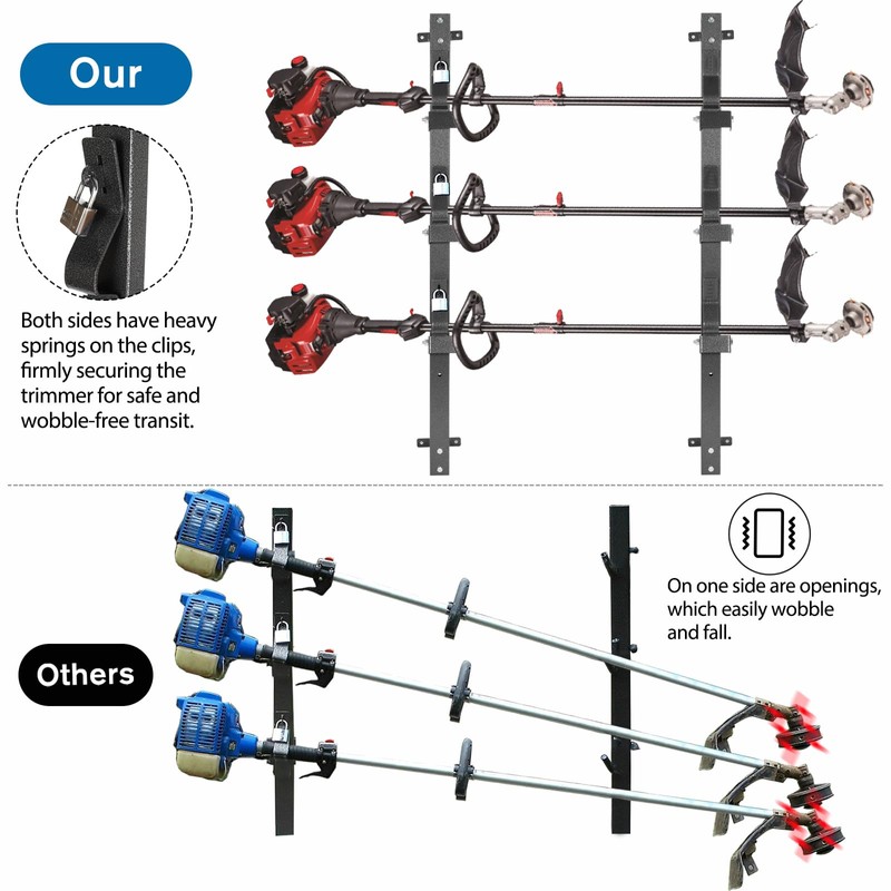 OUTPRIZE Trimmer Rack, 3 Place Heavy Duty Weedeater Rack for
