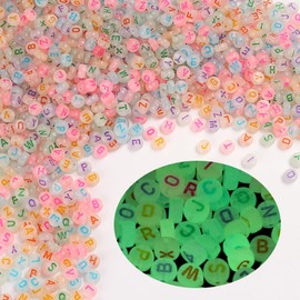 Zsail Letter Beads 1200 Pieces Acrylic Alphabet Letter Beads A-Z Letter for Jewellery Making (Glow in the Dark Colour)