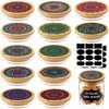 Yaomiao 12 Pieces Yogurt Jar Lids Set, Reusable Bamboo Mandala