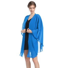 Baoqiya - Chales y envolturas de gasa para boda, fiesta, chal para mujer, vestido de noche de novia para ocasiones especiales, Azul, L
