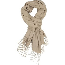 fashionchimp ® Women's Scarves with Decorative Fringes, Warm and Fluffy Anti-Scratch Winter Scarf with Cashmere, taupe