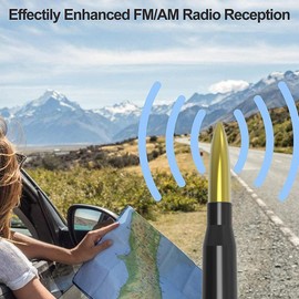 Car Truck Antenna with Tire Valve Caps American Flag Universal Short Replacement for GMC Sierra Chevy Silverado Dodge Ram 1500 2500 3500 Ford F150 F250 F350 Super Duty Raptor Accessories, Gold