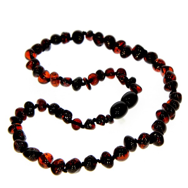 SilverAmber Jewellery NBARCHE46 Cherry Coloured Baltic Amber Pearl Necklace -